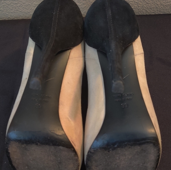 Giuseppe Zanotti Suede Two-tone Cream and Black Heeled Booties - Picture 4 of 6